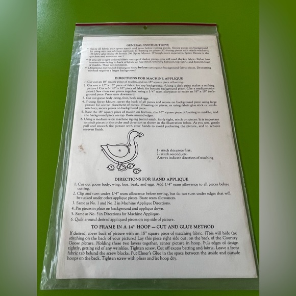 70s CRAFT PATTERN COUNTRY GOOSE vintage new old stock embroidery hoop wall art - Picture 4 of 4